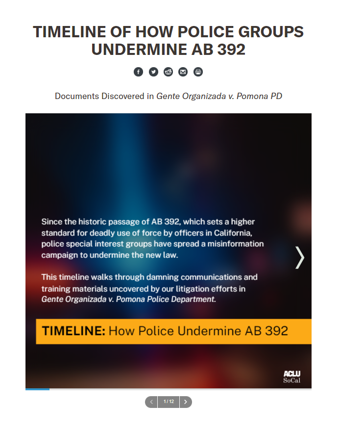 Timeline of How Police Groups Undermine AB 392 (California) Community